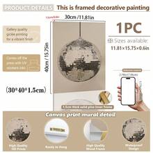 1 件，帆布悬挂，带框装饰画，海报，墙壁艺术，别致的迪斯科球海报印刷品 - 复古风格镜面球帆布艺术，非常适合现代简约装饰，适用于客厅、卧室、家庭办公室、宿舍 | 时髦学院风墙壁艺术 - 彩色 - 查看 16