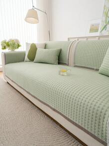 1 pieza Cubierta de sofá de tela de seda fina de unicolor, estilo minimalista, de nueva llegada para primavera/verano - Tela suave y fresca, lavable a máquina, antideslizante, resistente a rasguños, apta para sofás individuales, dobles y triples - Tela de poliéster de alta densidad, apta para dormitorio, sala de estar, comedor, decoración de oficina y hogar.