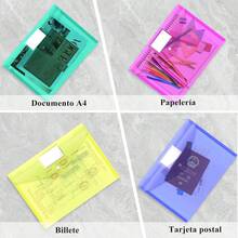 Folder Tamaño Carta, 24 Carpetas Tamaño Carta A4 Colores, Folders para Documentos Plastico Transparentes, Sobres Plastificados con Cierre a Presión y Bolsillo para Etiquetas para Escuela, Oficina - Multicolor - Ver 4
