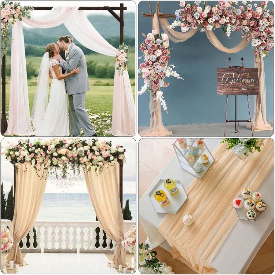1 Telo da tavolo, copritavolo in tulle per matrimonio, decorazione ad arco per matrimonio, decorazione per doccia nuziale, festa, fascia per sedia, sfondo per evento, decorazione natalizia, decorazione matrimoniale, in tessuto di rete di nylon, festa di San Valentino, riunione di famiglia, decorazione per compleanno, addio al celibato - Bianco - Visualizzare 1
