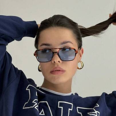 1pc Women's Bohemian Style Retro Aviator Glasses, Suitable For Vacation And Daily Wear For Summer Beach Vacation,Outdoor,Travel