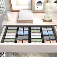 4 PAQUETES Divisores organizadores de cajón para calcetines y ropa interior, cajas de almacenamiento plegables para armario y armario para ropa, calcetines, lencería, ropa interior, corbatas, cinturones, dormitorio - Gris - Ver 11