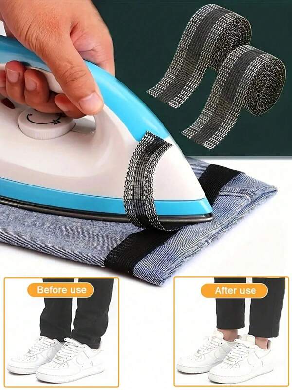 1 fita adesiva para bainha, fita adesiva para tecido de 2,5 cm/1 polegada de largura, fita para bainha de roupas a ferro para calças, calças, jeans, ternos