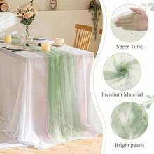 1 Telo da tavolo, copritavolo in tulle per matrimonio, decorazione ad arco per matrimonio, decorazione per doccia nuziale, festa, fascia per sedia, sfondo per evento, decorazione natalizia, decorazione matrimoniale, in tessuto di rete di nylon, festa di San Valentino, riunione di famiglia, decorazione per compleanno, addio al celibato - Bianco - Visualizzare 4