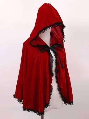 1 pieza Capa de Caperucita Roja estilo gótico, capa con capucha con ribete de encaje para Halloween, anime, cosplay y fiestas