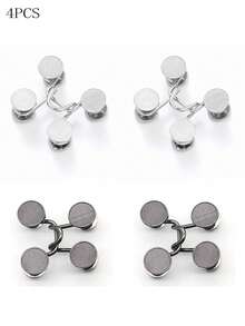 4 件/2 件/1 件牛仔腰带隐形扣可调节腰部延长器牛仔裤腰部固定器 - 銀色 - 查看 15