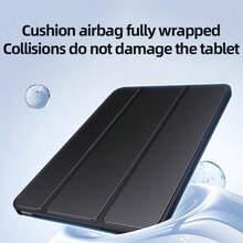 平板电脑保护壳适用于 iPad 10、iPad Pro 11 英寸 2020/2021/2022、iPad 7/8/9 10.2 英寸、iPad Air 11 英寸 (M2) 2024,超薄轻巧智能保护套,带自动睡眠/唤醒功能、三折支架、蜂巢式通风 (黑色) - 黑色 - 查看 6