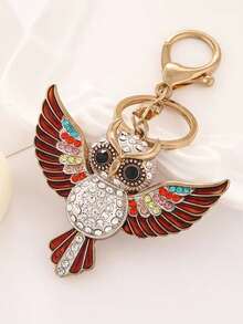 Creative Cross-Border Car Decor, Rhinestone Cartoon Owl Key Chain In Blue, Pink, Champagne, Metal Unisex Couple Keychains, Small Gifts For Girlfriends, Boyfriends, Colleagues, Birthdays, Parents, European And American Style School Letter Car Accessories Cute Goth Y2k Bag Accessories Lanyards With Id Holder Car Accessories Bag Charms - Multicolor - View 11