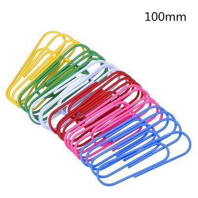 20 ชิ้น คลิปหนีบกระดาษขนาดใหญ่สีสันสดใส 100 มม. เคลือบโลหะ คลิปหนีบกระดาษจัมโบ้