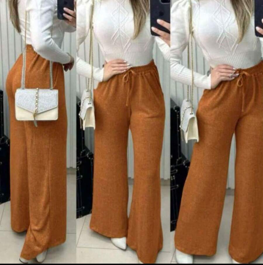 Women's Lanzinha Pants With Pockets Winter Fashion - Camel - View 1