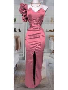 VESTIDO LARGO CON ESCOTE DE CORAZON - Rosa - Ver 2