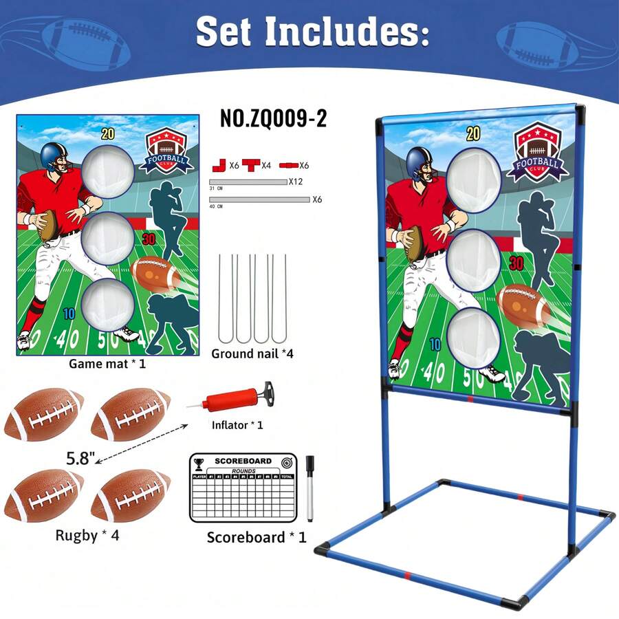 Inflatable Footballs Target Toss Game With 4 Balls - Indoor/Outdoor Backyard Throwing Sports, Football Through Targets Party Game, Suitable For Family Activities - Multicolor - View 1