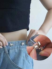 Set de hebillas para la cintura de pantalones vaqueros - 1/4 pares de ajustadores de cintura de vaqueros sin costuras desmontables, de metal blanco, herramientas de ajuste fáciles de poner y quitar, adecuados para pantalones y faldas, sujetadores metálicos ajustables para vaqueros, suministros de costura hechos a mano, cierres de gancho y bucle, en bronce, oro, plata y negro - Multicolor - Ver 6