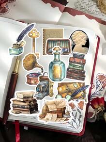 18 pezzi di adesivi vintage con lettere scritte a mano ad acquerello, adatti per craft fai-da-te, scrapbooking, album, planner, diario, articoli di cartoleria vintage, ideali per scrapbooking, diari, taccuini, computer portatile, progetti fai-da-te