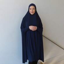 Muslim Abayas With Sleeves For Women, Long Hijab, Shawl, Full Coverage, Solid Color Prayer Clothing