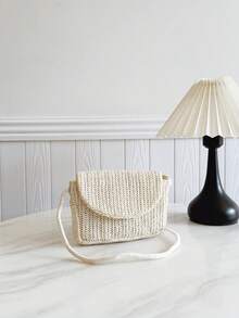 Solid Color Straw Children Shoulder Bag, Girls Mini Crossbody Purse - A - View 7