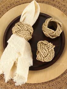 1/2/4pcs Natural Material Napkin Rings, Bohemian Style Napkin Holders, Country Rustic Napkin Clips, Woven Napkin Rings
