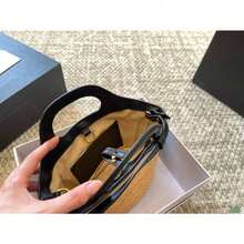 Vegetable Basket, Straw Woven Bag, Summer Small Bag, Raffia Bag, Shoulder Bag. - Blue Grid - View 2