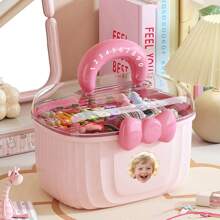 1pc Customized Handheld Storage Box, Large Capacity With Lid, Compartmentalized Accessory Box, Transparent Dual-Layer Cute Storage Box, Jewelry Storage Box, Makeup Storage Box