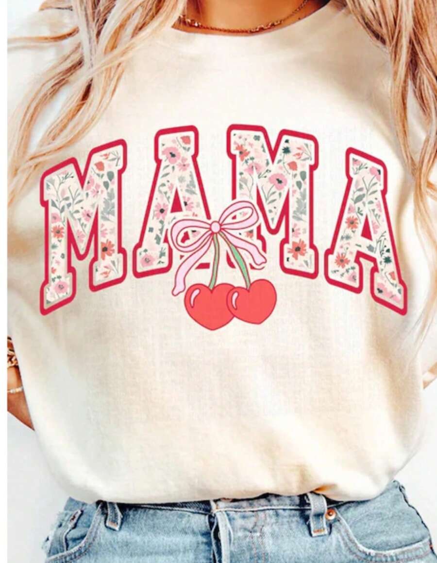 Camiseta casual de mujer con cuello redondo, estampado de letras en patrón geométrico, tela de poliéster de punto, manga corta, ideal para todas las estaciones. - Blanco - Ver 1