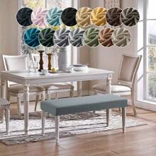 Silver Fox Fur Bench Cover,Rectangular Stretch Square Ottoman Covers Slipcover Rectangle Washable Foot Stool Cover Thick Storage Protector With Elastic Bottom,Stretch Dining Room Bench Slipcovers