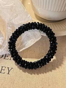 2pcs/1pc Minimalist Rhinestone Hair Ties, Elastic Hair Ties For Women, Hair Accessories Ponytail Holders Hair Elastics Hair Rubber Bands Scrunchies Hair Rope, Hair Bobbles Hairbands Head Accessories - Multicolor - View 7