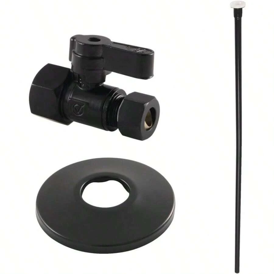 Brass KF43150TKF20 Trimscape Toilet Supply Kit 1 2" FIP X 3 8" OD Comp Straight Valve Matte Black - MatteBlack - View 1