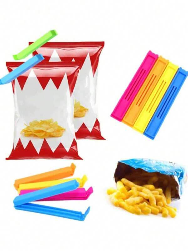 5pcs/10pcs Portable Kitchen Food Storage Seal Clamps Sealing Clips Plastic Sealing Tools, Snacks Tea Milk Powder Sealing Clips, Large Food Sealing Clips, Sealing Rods, Food Sealer (Random Color)
