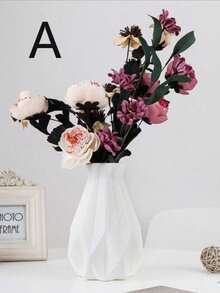 1pc, White Plastic Vase, Dried Flower Decoration Vase, Art Vase Flower Arrangement, Simple Living Room And Dining Room Decoration, Home Decoration, Spring Decoration Ornaments, Valentine's Day Wedding Decoration