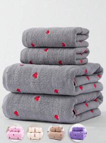 Valentine's Day Heart & Love Embroidered Towel Set, Adult Couples Bath/Hand Towel, Personalized Gifts, Soft & Absorbent For Outdoor Pool, Home Use, 1pc Towel Or 1pc Bath Towel Or 1 Set Home Bathroom Decor Back To School For Beauty Salon Home Bathroom