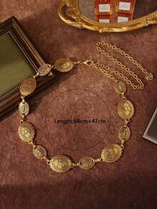 Vintage Bohemian & Western Style Waist Belt For Women With Carved Flower & Geometric Pattern Casual & Fashion Boho - Vàng - Xem 3