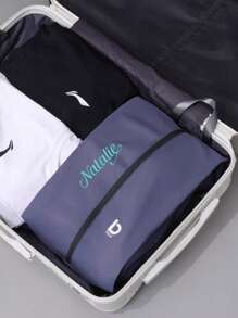 1 pièce Sac de rangement pour chaussures brodé personnalisé, sac de voyage portable grande capacité pour chaussures, housse de voyage et d'affaires pour chaussures, organisateur de chaussures de sport et de pantoufles, étui à chaussures imperméable et anti-poussière, convient à un usage quotidien, excellent cadeau pour la famille, les amis, les mères, les pères, peut être utilisé pour la fête des mères, la fête des pères, la Saint-Valentin, la fête des infirmières, Noël, anniversaire