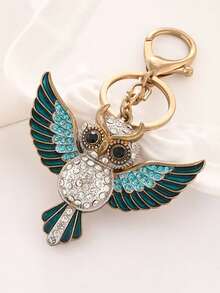Creative Cross-Border Car Decor, Rhinestone Cartoon Owl Key Chain In Blue, Pink, Champagne, Metal Unisex Couple Keychains, Small Gifts For Girlfriends, Boyfriends, Colleagues, Birthdays, Parents, European And American Style School Letter Car Accessories Cute Goth Y2k Bag Accessories Lanyards With Id Holder Car Accessories Bag Charms - Multicolor - View 8