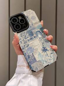 1pc Summer Blue Ocean Element Classic Anti-Fall Soft Protective Phone Case, Compatible With Apple And