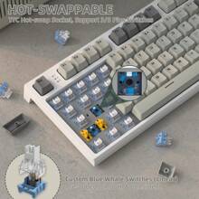 ATTACK SHARK RK86 RGB 75% Wireless Gasket Mechanical Keyboard, Triple Mode Blue Bud 5.0/2.4G/USB-C 82 Keys Hot Swappable Gaming Keyboard 4000 MAH Battery With Knob & 1.2'' HD OLED Display, Custom Linear Switches