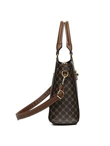 3件套：1个大容量花卉印花手提袋+2条随机图案围巾 - 棕色 - 查看 6