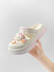 女士 Sanrio 人物镂空木屐风格 EVA 户外木屐：Kuromi、Jewelpet、Melody - 白色 - 查看 2