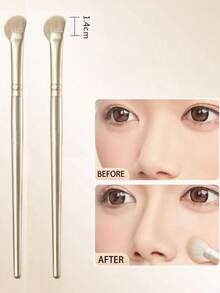 2 pinceles de sombra de nariz semi en forma de abanico, suaves y portátiles, aplicadores de contorno de nariz en diagonal, herramientas de maquillaje profesionales de alto brillo para polvos rubor, pinceles de maquillaje: pinceles de base, pinceles de corrector, pinceles de rubor, pinceles de contorno, pinceles de rubor, pinceles de bronceador, pinceles de polvos, pinceles de base, pinceles de rubor, regalos - Dorado - Ver 10