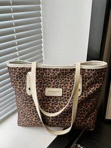 时尚条纹托特包 - 女士大容量单肩包 - 日常使用的拉链手提包 - 金属链条托特包，极简主义链条单肩托特包，适合少女、女性、大学生、新秀和白领工作者，非常适合办公室、工作、商务、通勤，是女性最佳工作包，适合返校学生使用 - 棕色 - 查看 6