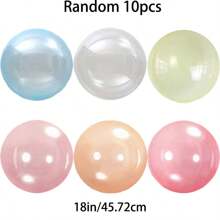 10pcs/Pack 18-Inch Bobball, Colorful Transparent Crystal Bobball, Random Color - Ideal For Wedding, Birthday Party Balloon Decorations, Summer Party Decor