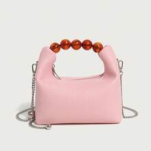 Niche Dumpling Bags With Versatile Chain Beaded Soft Leather Handbags For Spring Crossbody Bags Exquisite And Fashionable Bags - Pink - View 1
