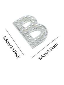 A-Z 1 Pack Of 5.5cm White Pearl Letter Ironing Patch, DIY Clothes Jacket Alphabet Name Crystal Applique Patch, Gift - White - View 17