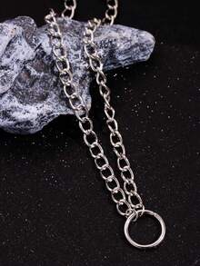 1pc Fashion Punk Chain Necklace For Men, Party Jewelry - Silver - View 5