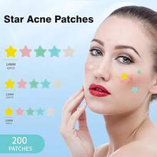 Pimple Patches Face, Hydrocolloid Acne Patches, Cute Zit Covers, Colorful Spot Stickers With Tea Tree, Salicylic & Cica Oil| 3 Sizes (10mm, 12mm & 14mm) |200 Count - 200 Count (Pack of 1) - 查看 2