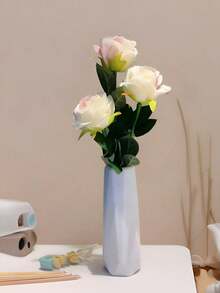 1pc, White Plastic Vase, Dried Flower Decoration Vase, Art Vase Flower Arrangement, Simple Living Room And Dining Room Decoration, Home Decoration, Spring Decoration Ornaments, Valentine's Day Wedding Decoration