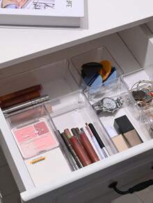 Drawer Desk Top Makeup Storage Box - Combination Transparent Plastic Drawers Organizer, Multi-Function Makeup Brush Holder, Tray, Gift Box, Accessory Organizer For Cosmetics, Jewelry, Office, Suitable For Vanity, Bathroom, Kitchen, Bedroom,For Holiday Beach, Bathroom Collection, Bedroom Collection, Large Capacity - Clear - View 11