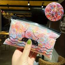 1000 piezas Mini lazos de pelo desechables de nylon de colores con bolsa de almacenamiento, set de accesorios de pelo elásticos para mujer