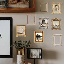 1 Set Of 8pcs Vintage Photo Frame Border Stickers, Creative Wall Decals For Home Decor In Living Room, Bedroom, Study, Wall Decoration