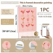 1 件，帆布挂画，带框装饰画，粉色酒吧推车可打印壁画，鸡尾酒海报，厨房墙壁装饰，少女大号印刷品，派对装饰可打印，复古时尚，酒吧艺术，墙壁装饰 - 彩色 - 查看 18