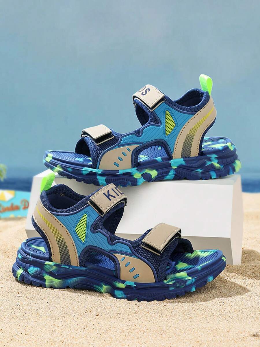 Kids Open Toe Sandals, Children Summer Breathable Hook&Loop Beach Shoes, Lightweight & Sports Sandals, Suitable For Beach And Casual Wear